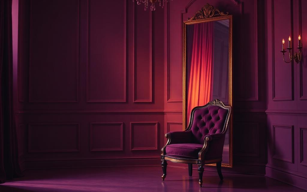 Softly lit consultation room with a mirror, placeholder photography