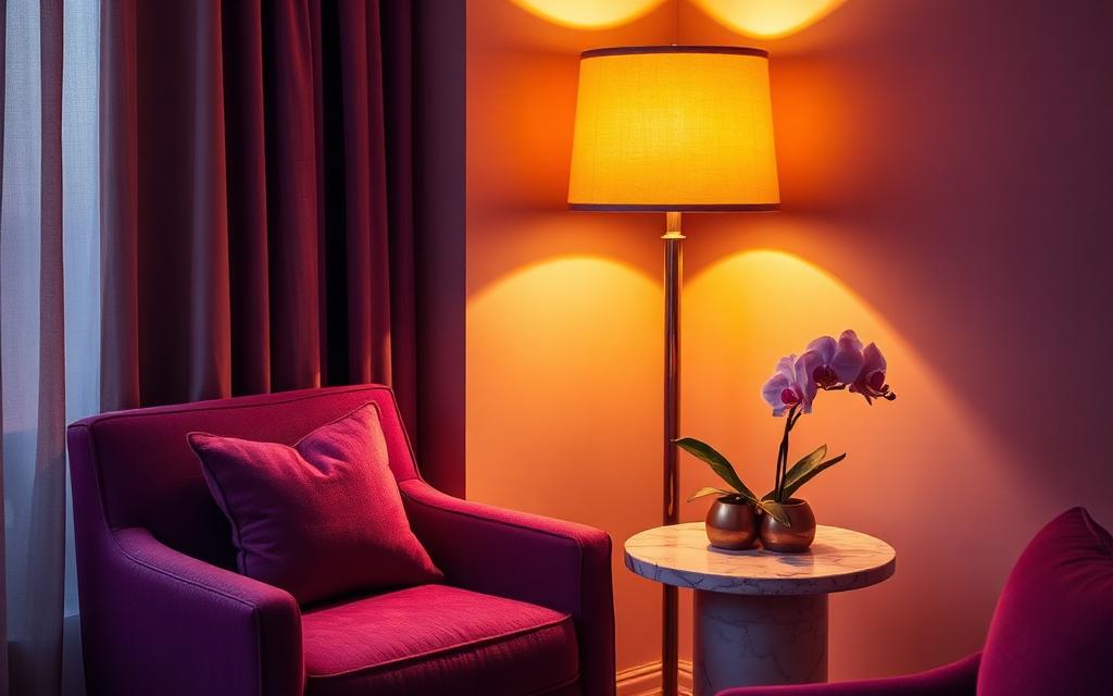 Warm consultation lounge corner, placeholder photography